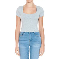 Elley Square Neck Top - Assorted-Heather Grey