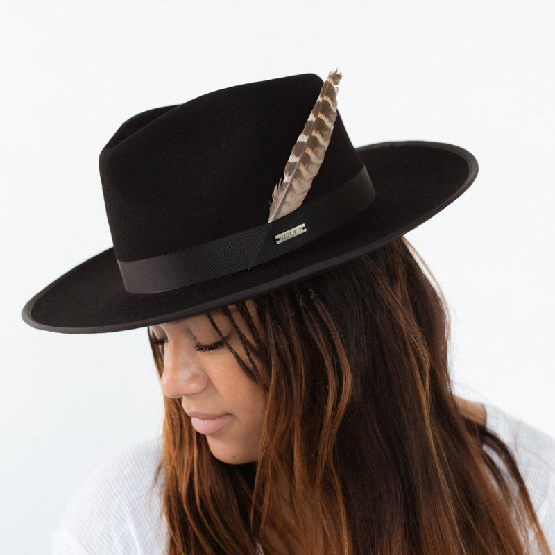 Gigi PIP | Brown & Cream Hat Brim Feather