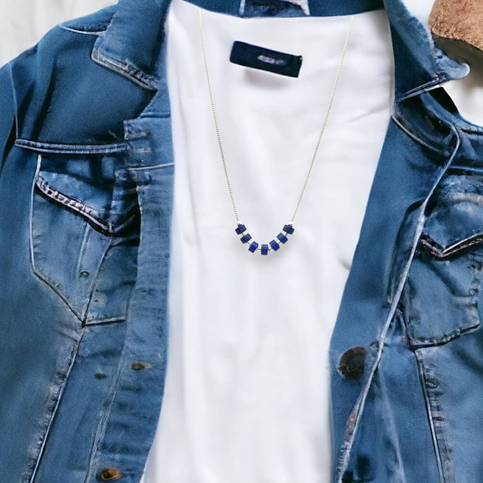 Adjustable Sterling Silver Necklace with Lapis Lazuli