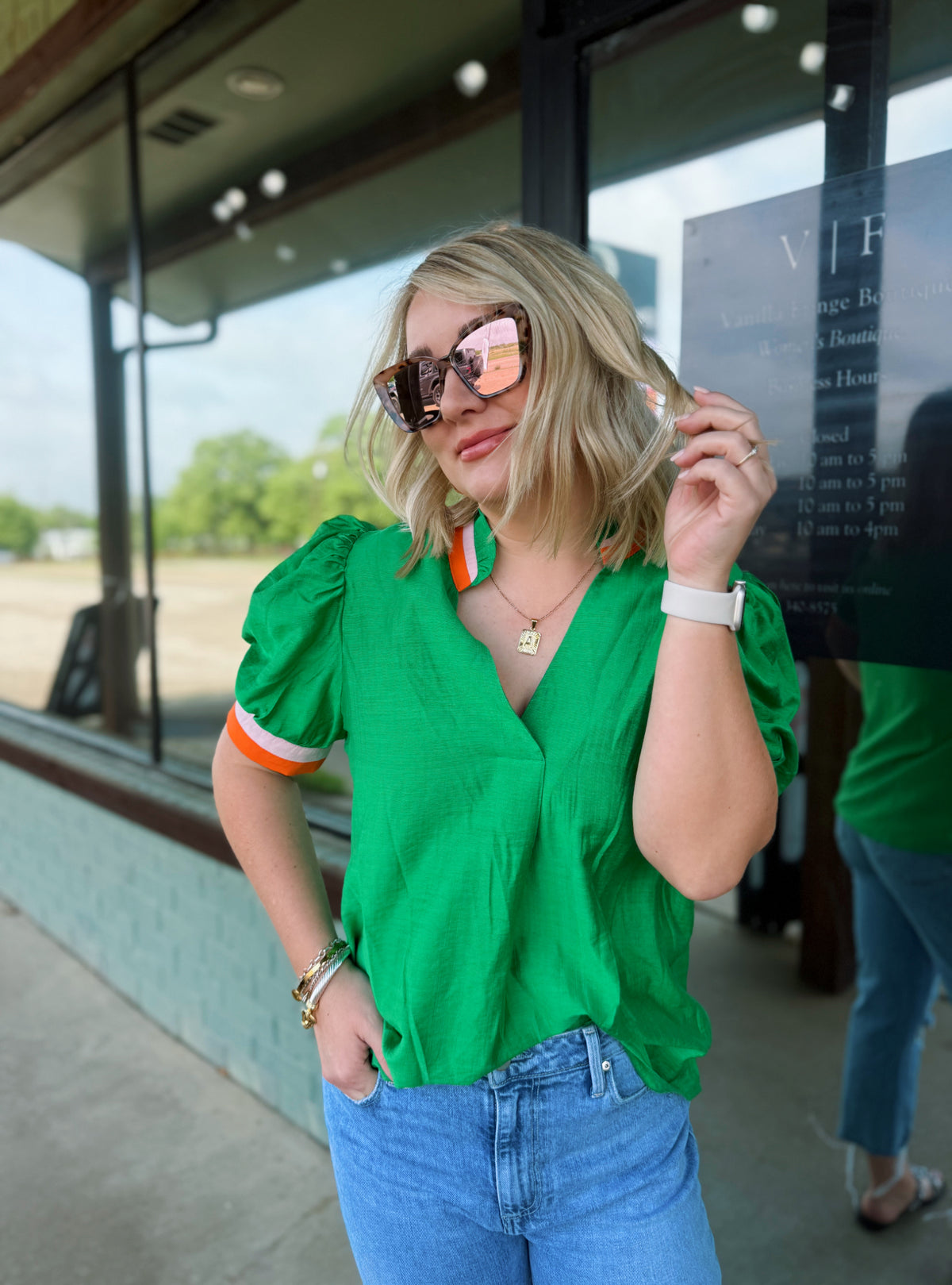 Vivid Charm V-Neck Blouse