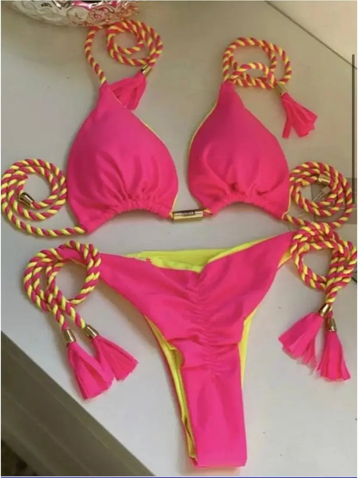 2-Piece Color Block Bikini Set Swimsuit