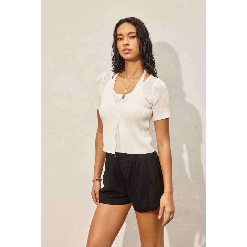 Double Layer Open Knit Top