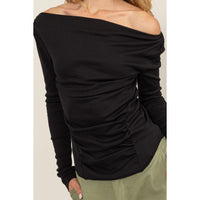 Ruby Off The Shoulder Black Ruched Top