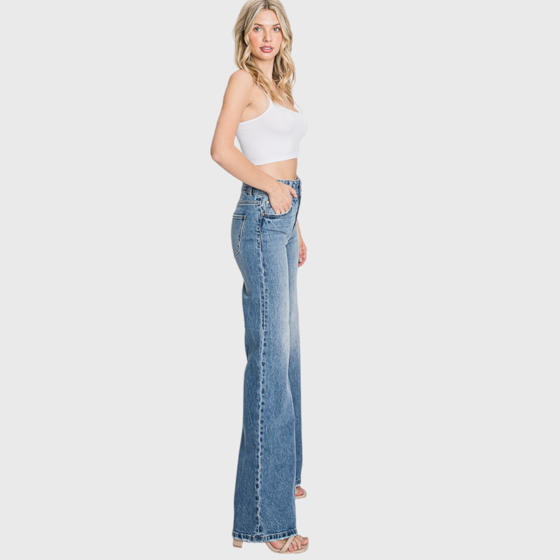 Vintage Luxe High-Waisted Wide-Leg Jeans