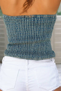 Sweetheart Denim Bow Tube Top