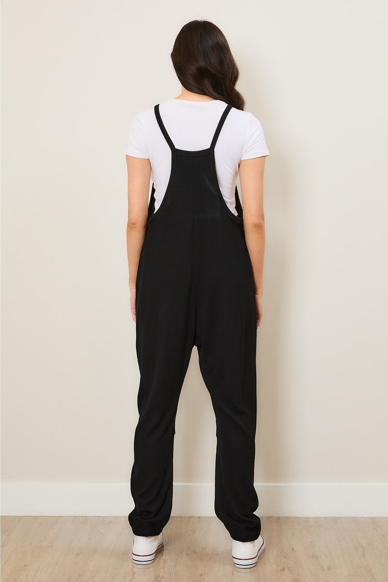 Casual Ribbed Sleeveless Jumpsuit w/Pockets