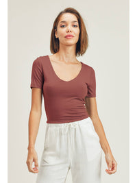 Basic V-Neck Crop Tee