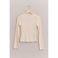 Cream Brushed Ribbed Long Sleeve Top