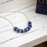 Adjustable Sterling Silver Necklace with Lapis Lazuli