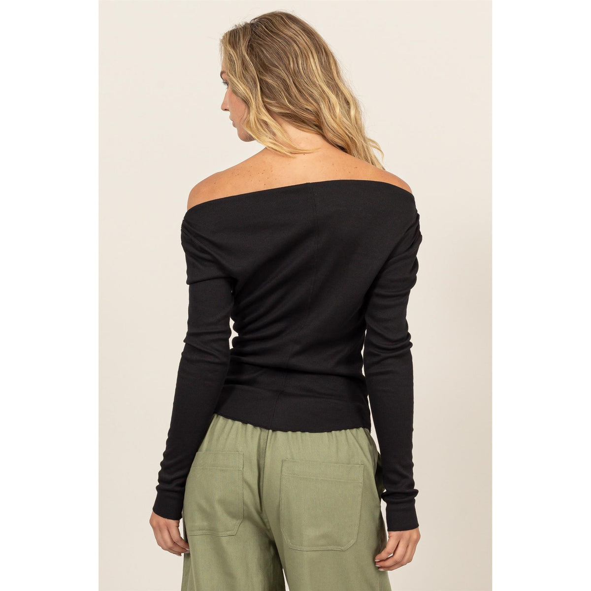 Ruby Off The Shoulder Black Ruched Top