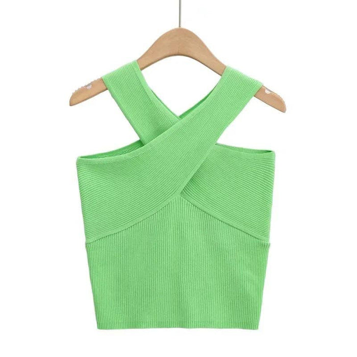 Zest Mode Cross Sleeveless Knit Top