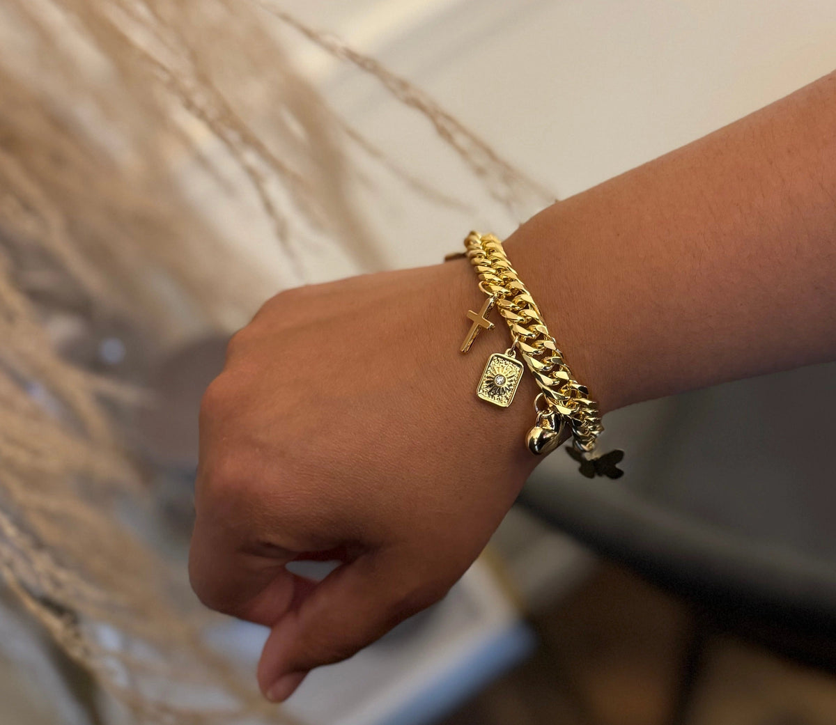 Chunky Gold Charm Bracelet