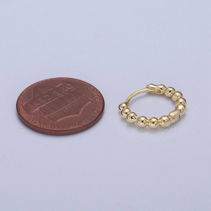 Golden Bubble - 14K Beaded Huggie Hoops