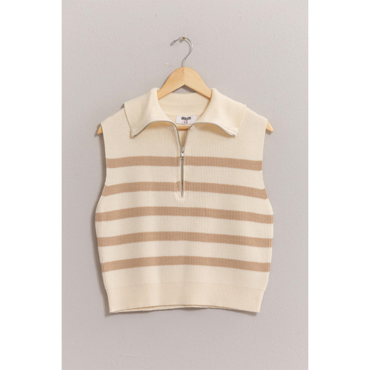 Mandy Half Zip Sleeveless Striped Sweater