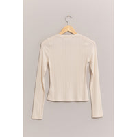 Cream Brushed Ribbed Long Sleeve Top