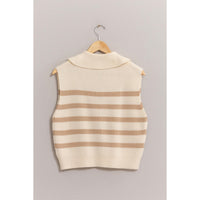 Mandy Half Zip Sleeveless Striped Sweater