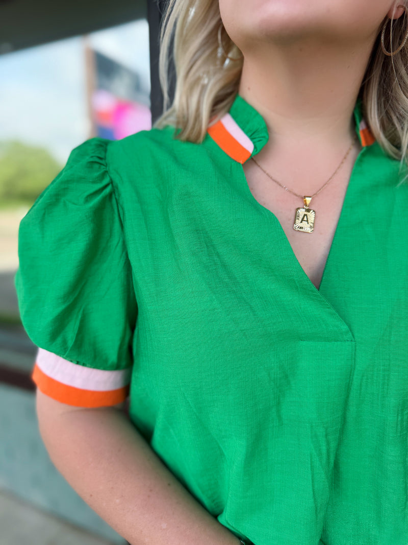 Vivid Charm V-Neck Blouse