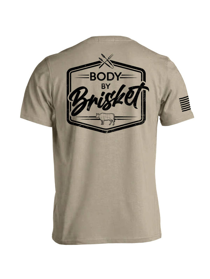 Body By Brisket Graphic Tee, green, cow, brisket, flag, short sleeve, comfy, men