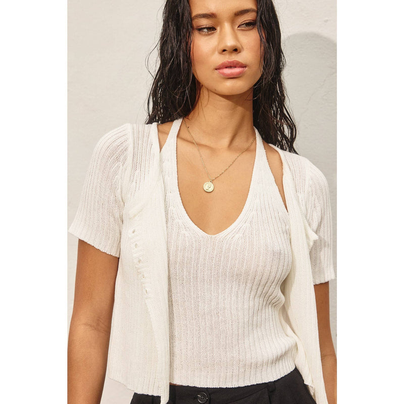Double Layer Open Knit Top