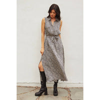 Cheetah Sleeveless Longline Shirt Dress