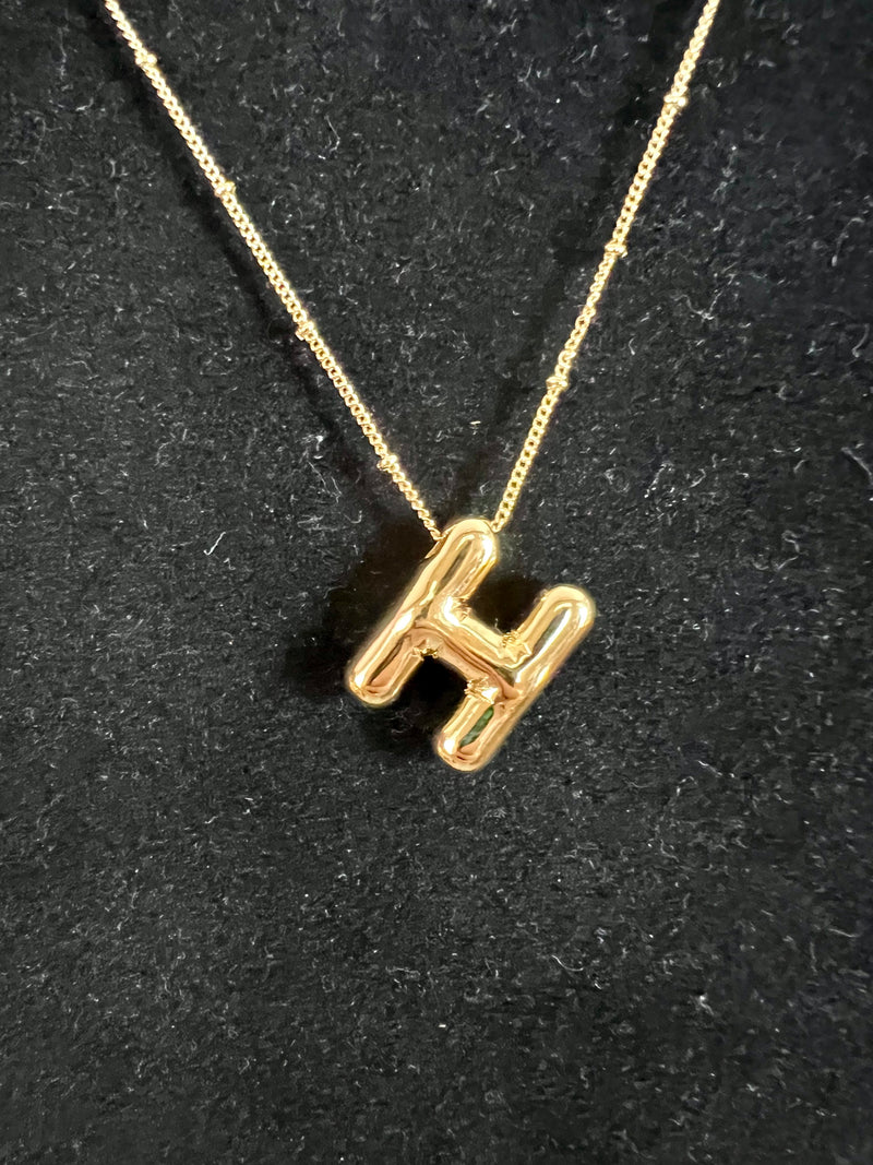 Bubble Initial Necklace -  Gold
