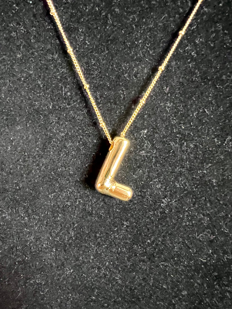 Bubble Initial Necklace -  Gold