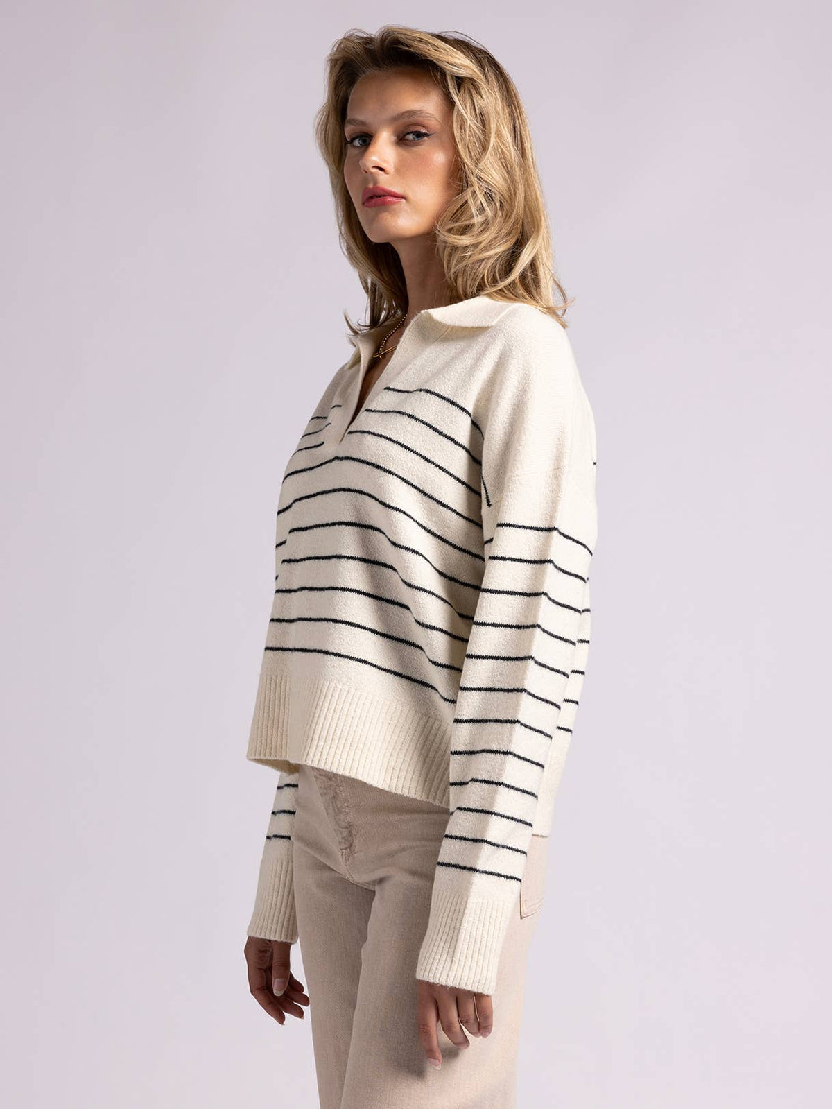 Amelia Collared Striped Sweater