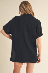 Jamy Collared Gauze Top