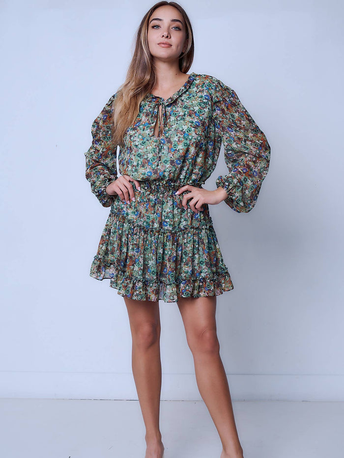 Flower Print Long Sleeve Dress