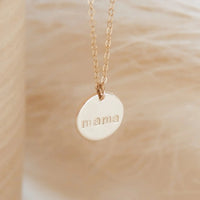 Mama Disc Necklace - Hypoallergenic, Hand Stamped, Dainty