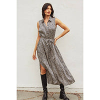 Cheetah Sleeveless Longline Shirt Dress