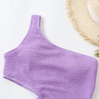 Jayden One Shoulder Waist Cut One Piece Swimwear, purple, sidecut, one shoulder, summer, lavender, pool, swim, beach