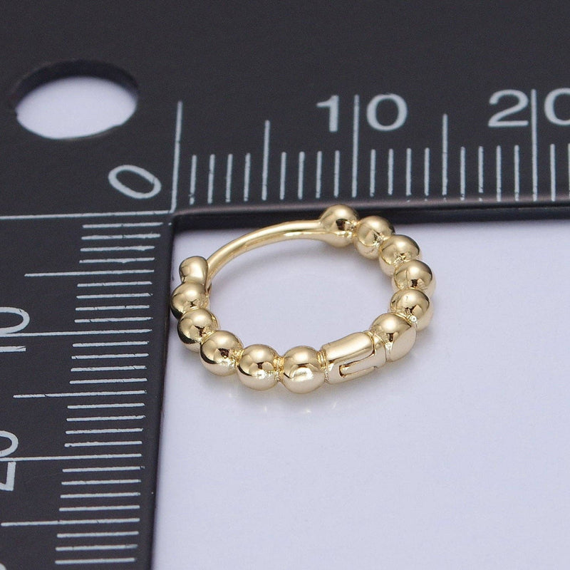 Golden Bubble - 14K Beaded Huggie Hoops