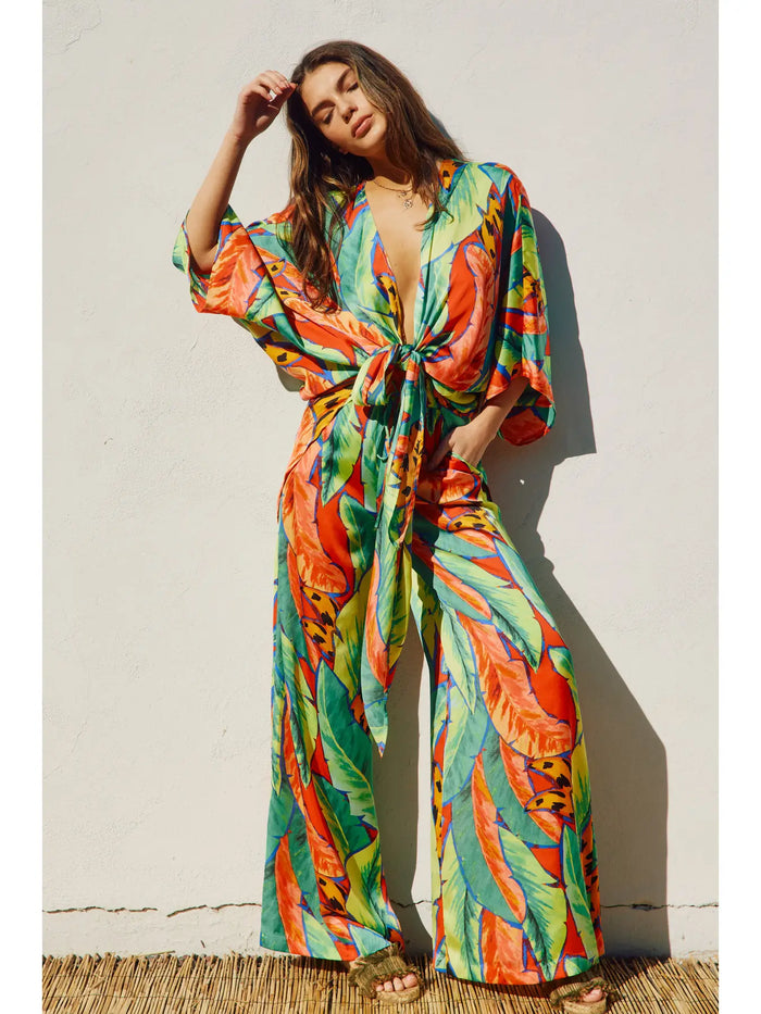 Exotic Escape Wide Leg Pull On Pants, tropical, vibrant, comfy, colorful, no lining, wide leg