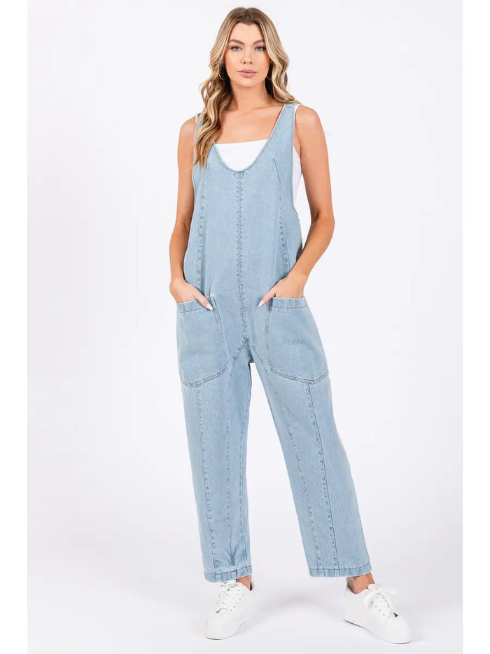 High Rolling Jumpsuit, pockets, comfy, two in one, overall, denim, sleeveless