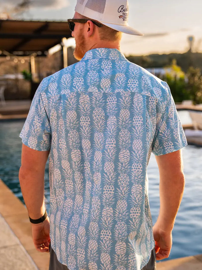 Performance Button Up - Pineapple, moisture wicking, short sleeve, stretch, comfortable, summer, spring, everyday