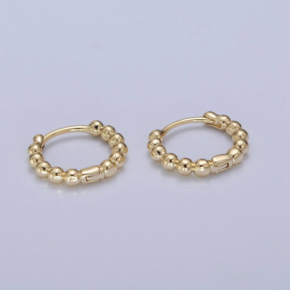 Golden Bubble - 14K Beaded Huggie Hoops