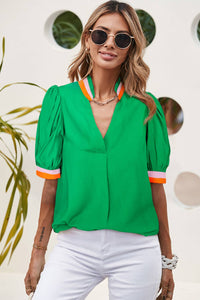 Vivid Charm V-Neck Blouse