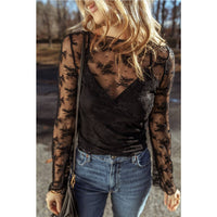 Grace Lace Mesh Crochet Long Sleeve Blouse