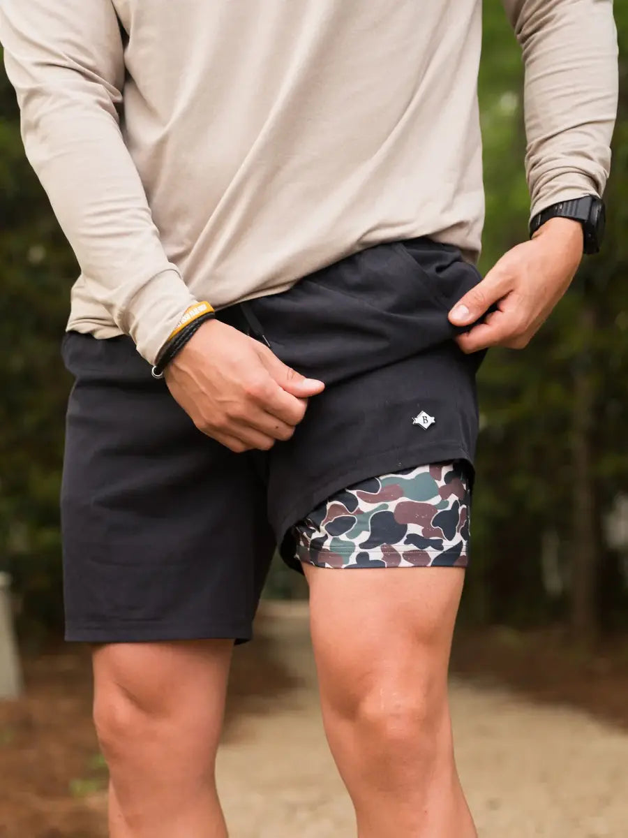 Athletic Shorts - Heather Black (Throwback Camo Liner)