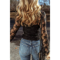 Grace Lace Mesh Crochet Long Sleeve Blouse