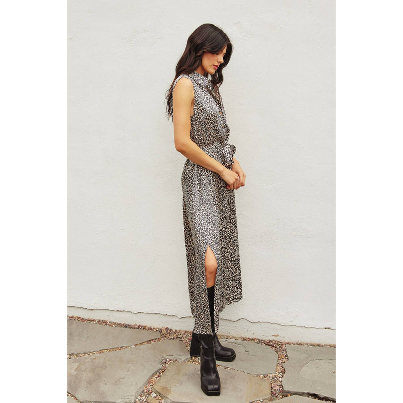 Cheetah Sleeveless Longline Shirt Dress