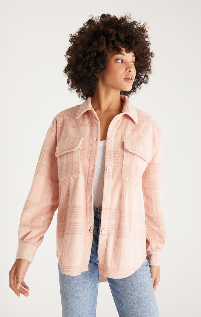 Tucker Fleece Plaid Jacket Shell Pink | Z Supply