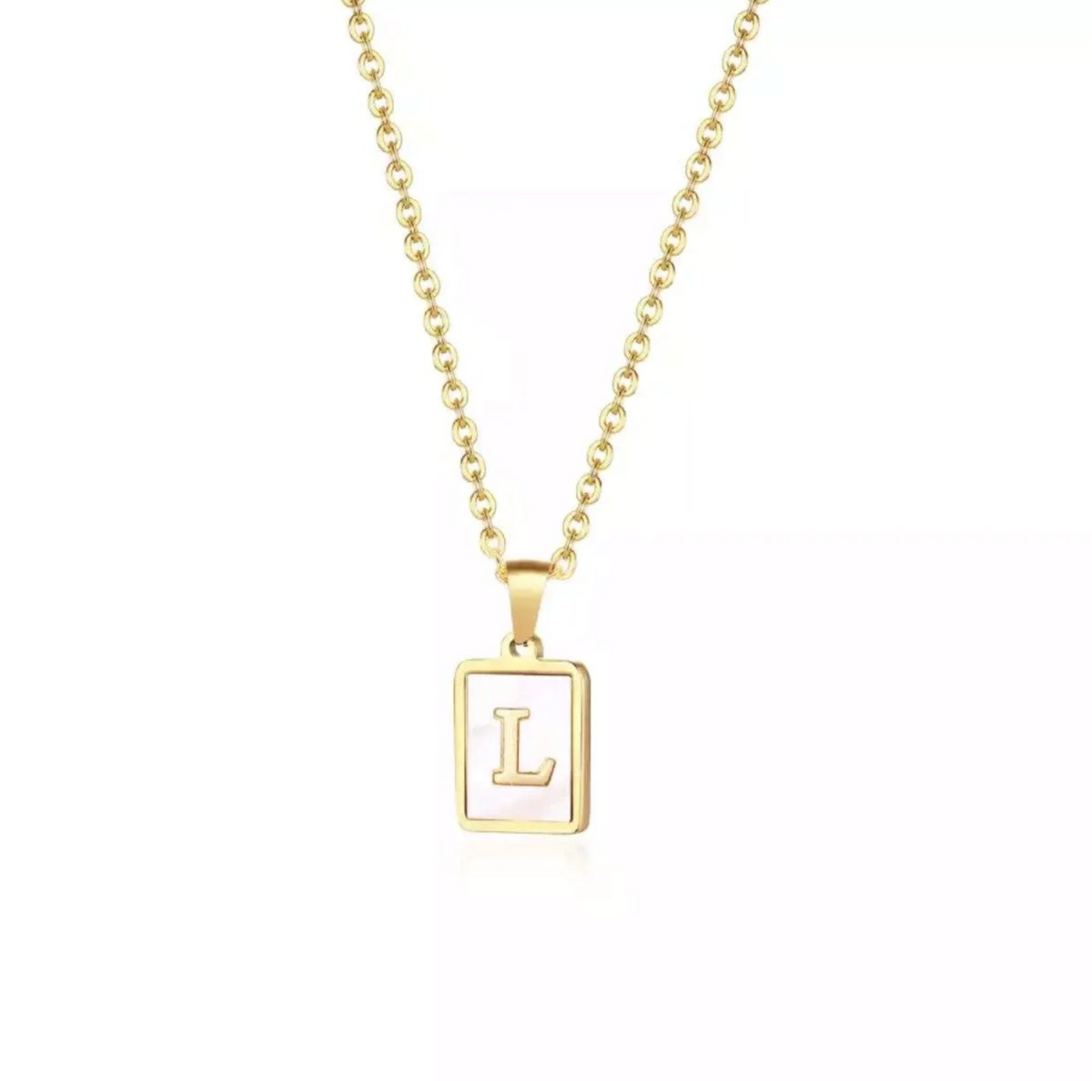 Mother of Pearl Initial Cards Necklace