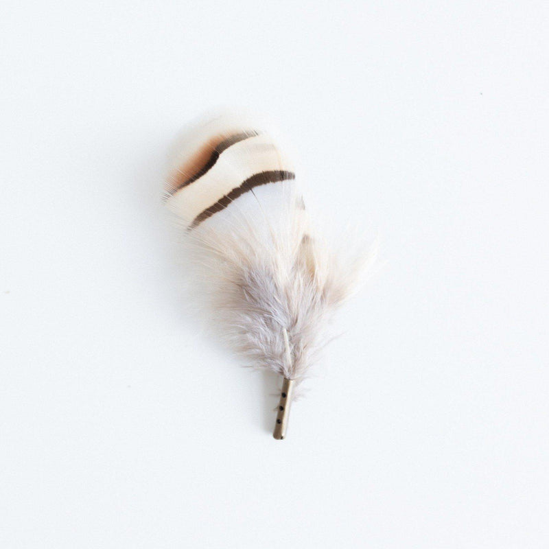 GIGI PIP | Grey & Cream Hat Brim Feather