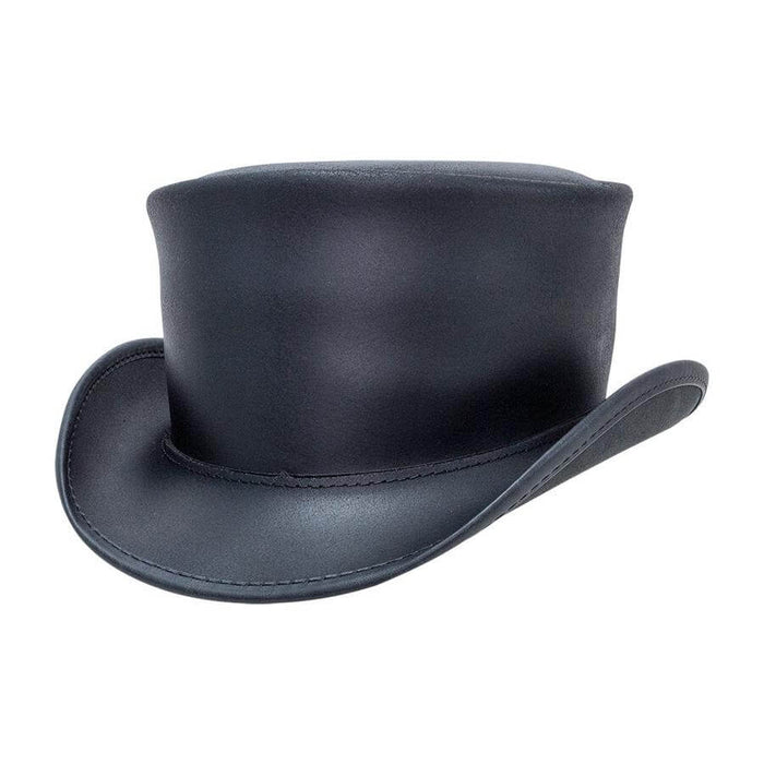 Marlow Black Weatherproof Leather Top Hat + Unbanded