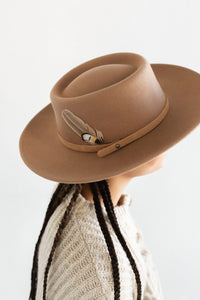 GIGI PIP | Taupe Hat Brim Feather